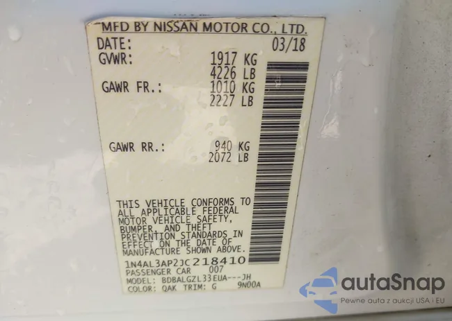 1N4AL3AP2JC218410: 43619366