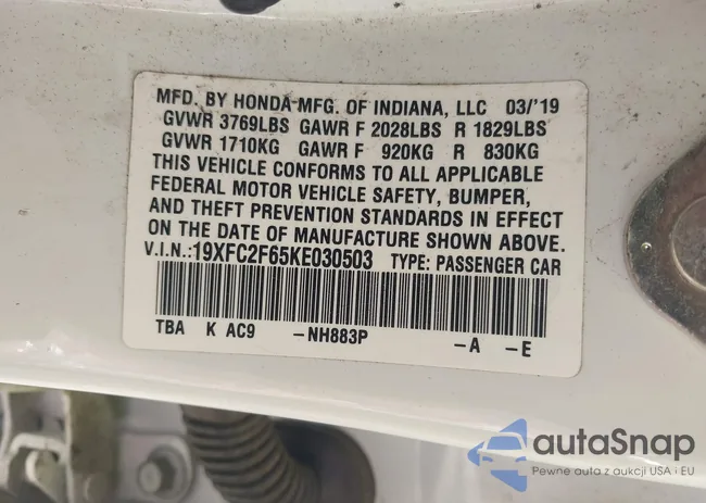 19XFC2F65KE030503: 43619516