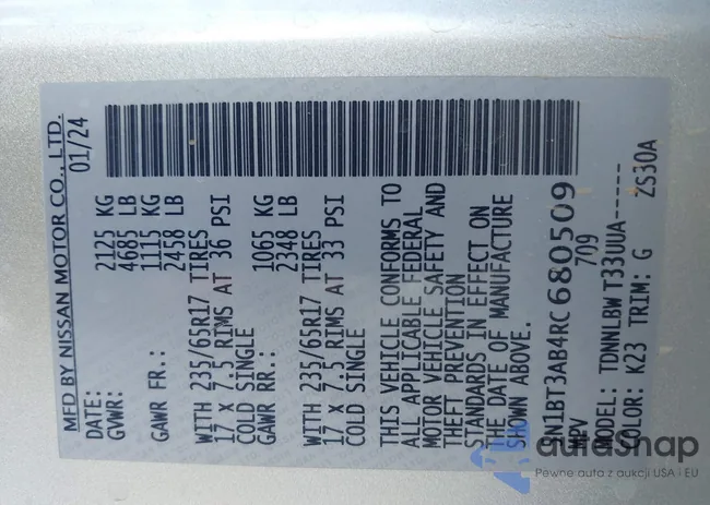 5N1BT3AB4RC680509: 43619087