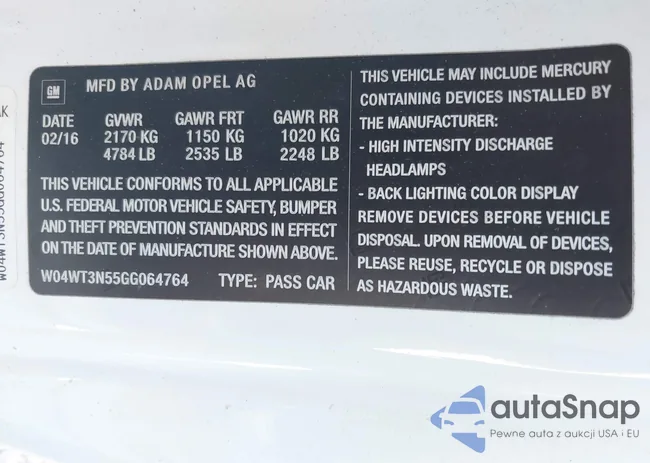 W04WT3N55GG064764: 43619093