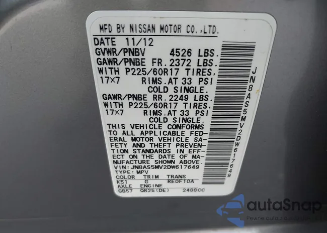 JN8AS5MV2DW617649: 43619175