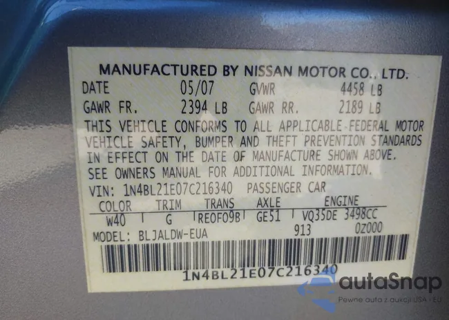 1N4BL21E07C216340: 43619214