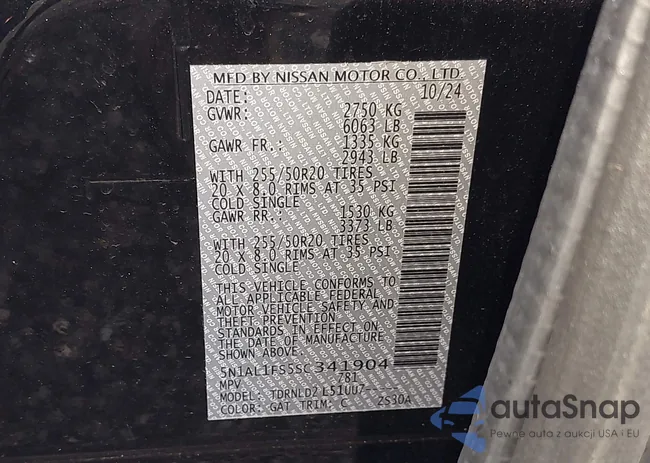 5N1AL1FS5SC341904: 43619235