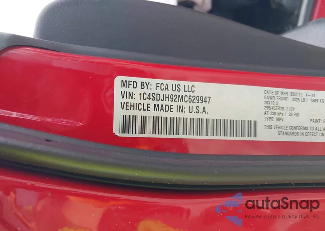 1C4SDJH92MC629947: 43620587