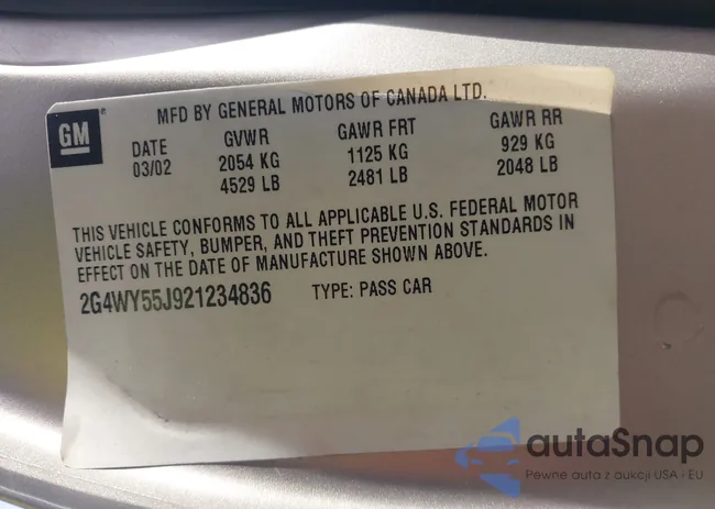 2G4WY55J921234836: 43620652