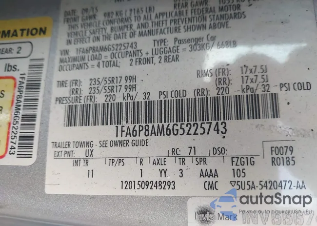 1FA6P8AM6G5225743: 43620747