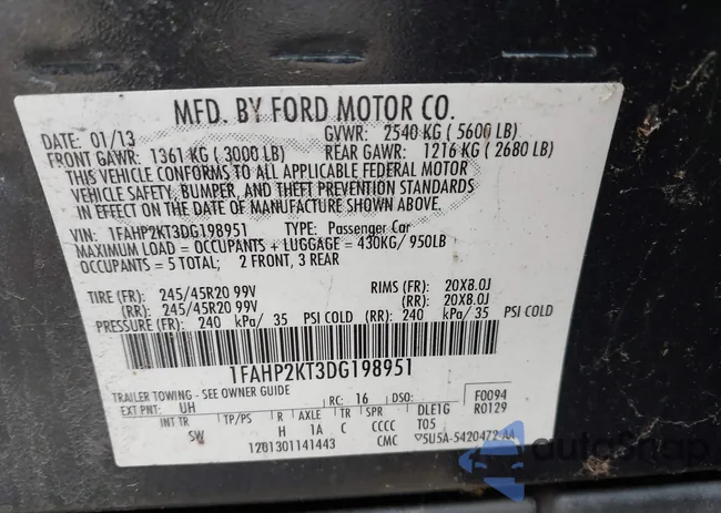 1FAHP2KT3DG198951: 43620754