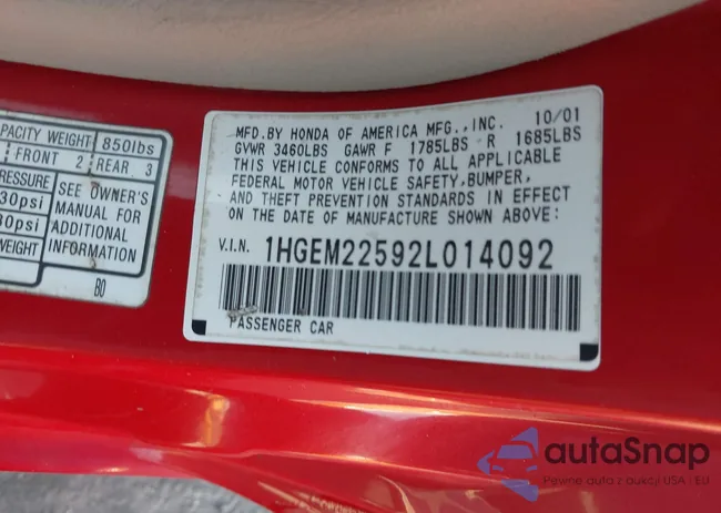 1HGEM22592L014092: 43620772