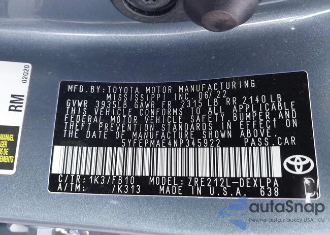 5YFEPMAE4NP345922: 43620809