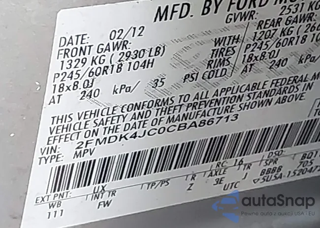 2FMDK4JC0CBA86713: 43620842