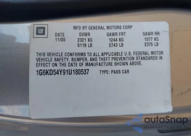 1G6KB54Y91U180537: 43620853