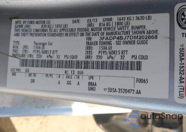 3FADP4BJ7DM202868: 43620004