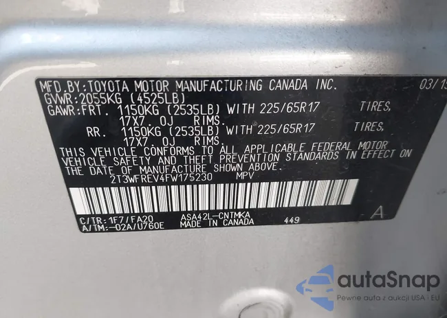 2T3WFREV4FW175230: 43620038