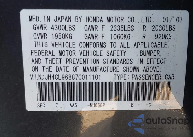 JH4CL96887C011101: 43621355