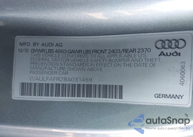 WAULFAFR2BA031459: 43621379