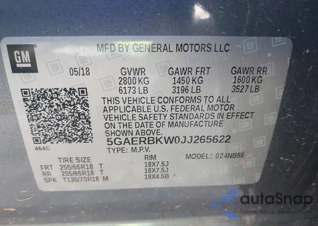 5GAERBKW0JJ265622: 43621492