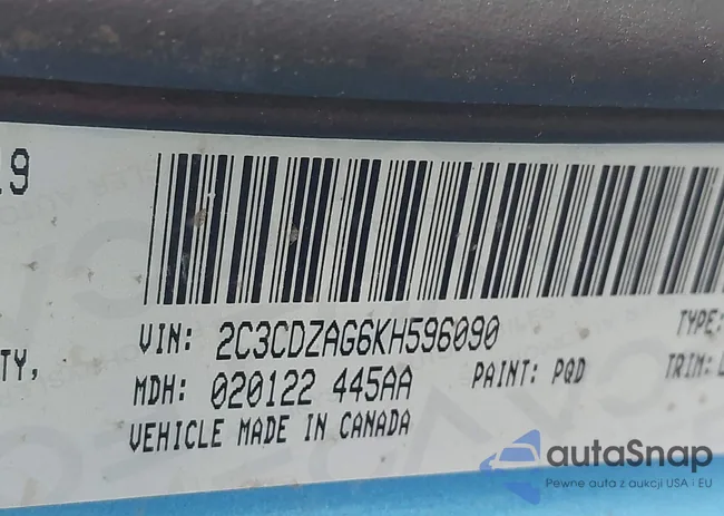 2C3CDZAG6KH596090: 43621542