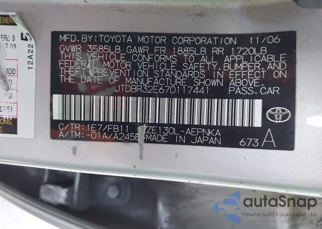 JTDBR32E670117441: 43621607