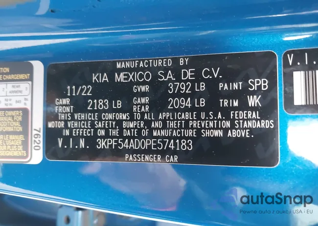 3KPF54AD0PE574183: 43621628