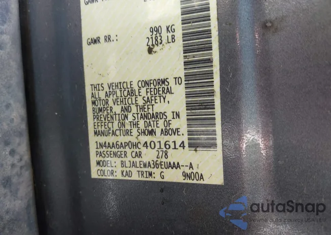 1N4AA6AP0HC401614: 43621635