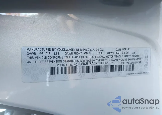 3VW2K7AJ7CM332504: 43621799