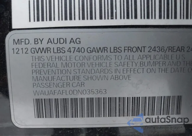 WAUAFAFL0DN035363: 43621821