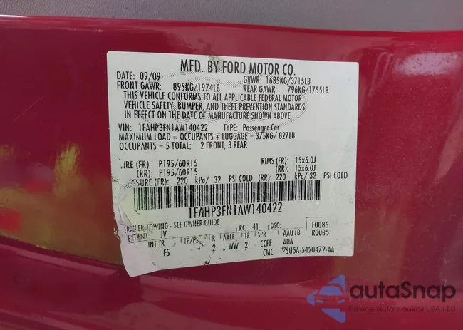 1FAHP3FN1AW140422: 43621881