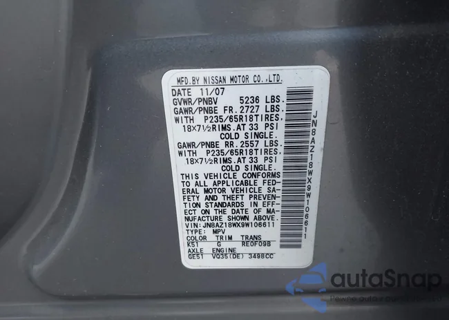 JN8AZ18WX9W106611: 43620928