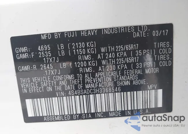 4S4BSADC3H3368546: 43620947