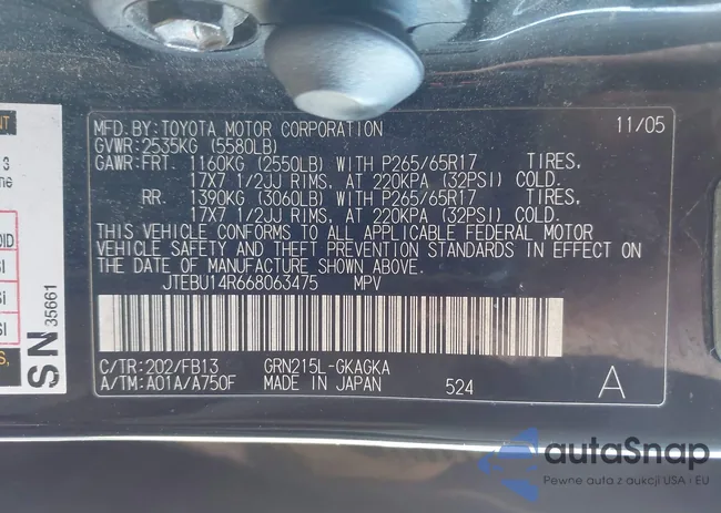 JTEBU14R668063475: 43621081