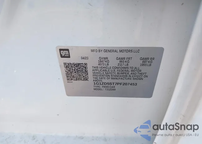 1G1ZD5ST7PF207453: 43621228