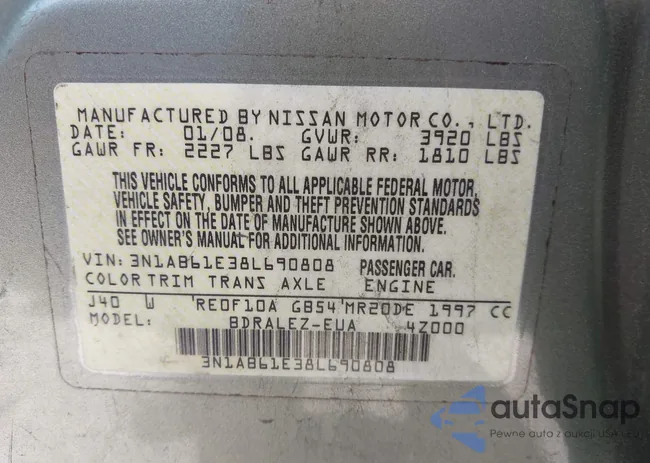 3N1AB61E38L690808: 43621287