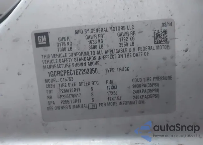 1GCRCPEC1EZ293050: 43622509