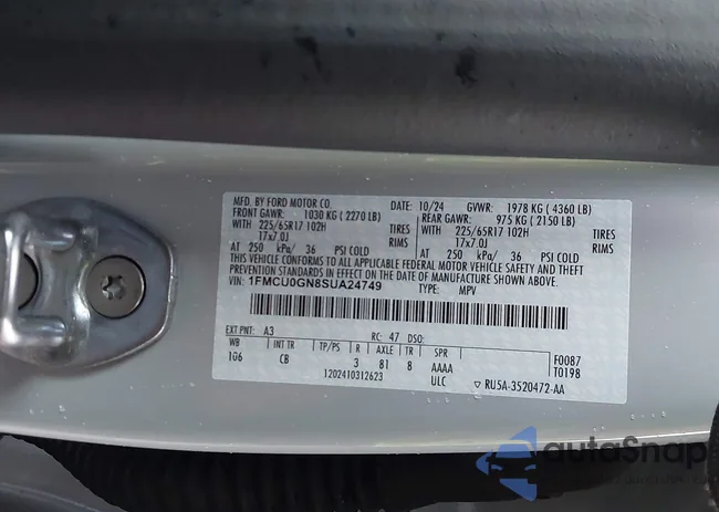 1FMCU0GN8SUA24749: 43622553