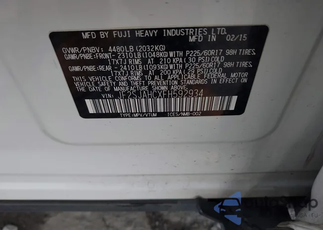 JF2SJAHCXFH592934: 43622593