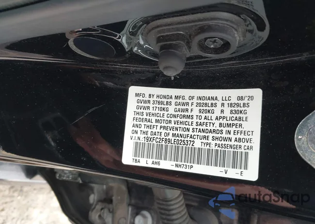 19XFC2F89LE025372: 43622709