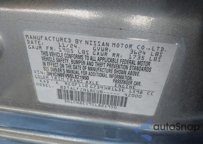 3N1CN8EV9SL821950: 43622813