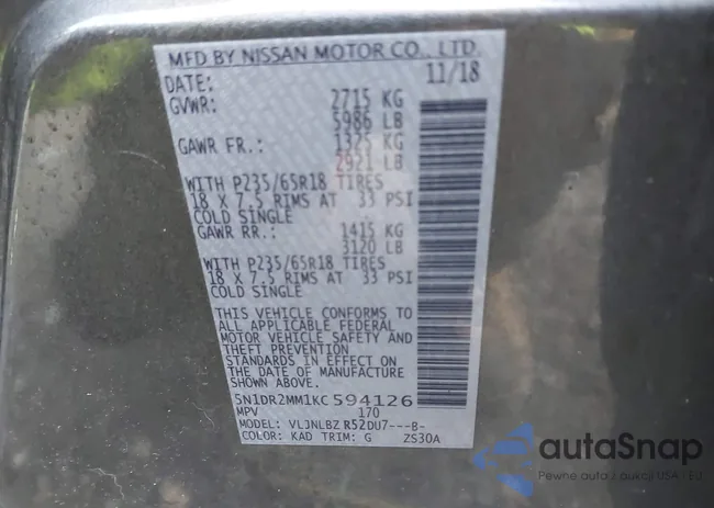 5N1DR2MM1KC594126: 43621909