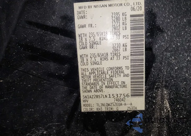 5N1AZ2BS7LN153756: 43621932