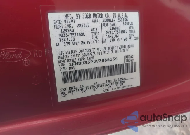 1FMDU35P0VZB86134: 43622058