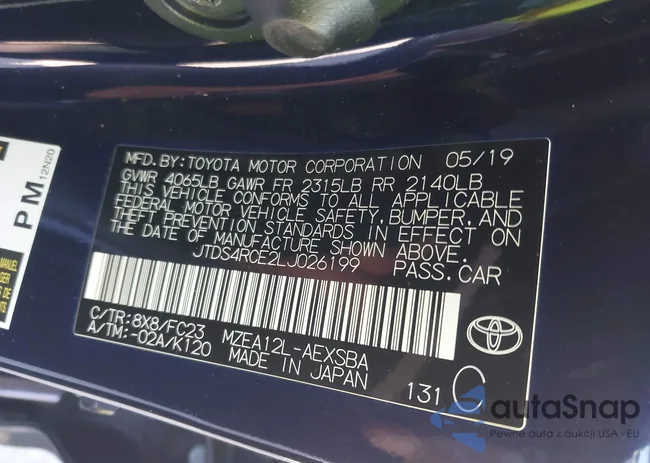 JTDS4RCE2LJ026199: 43623308