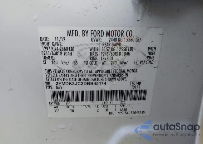 2FMDK3JC2DBB45174: 43623429