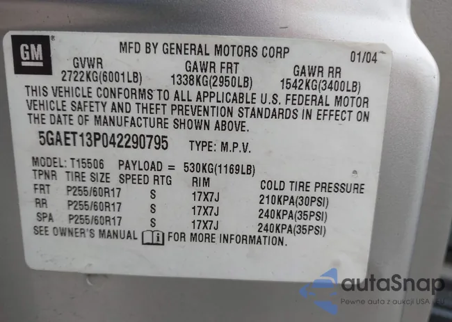 5GAET13P042290795: 43623506