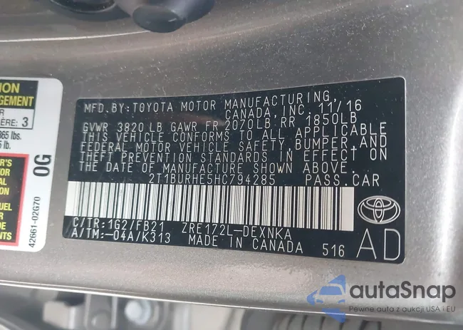 2T1BURHE5HC794285: 43623550