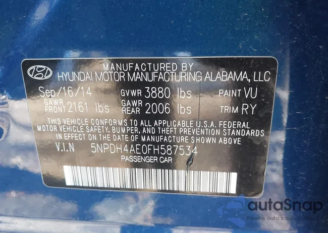 5NPDH4AE0FH587534: 43623553