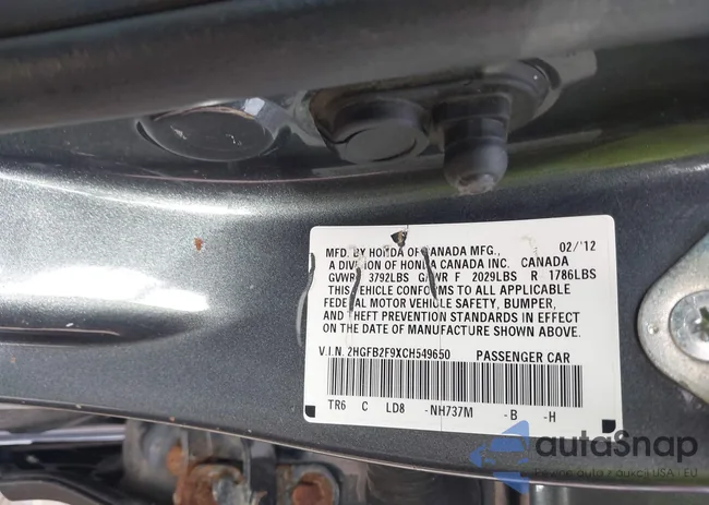 2HGFB2F9XCH549650: 43623595