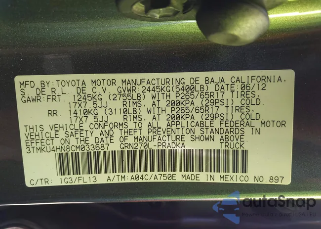 3TMKU4HN8CM033687: 43623621