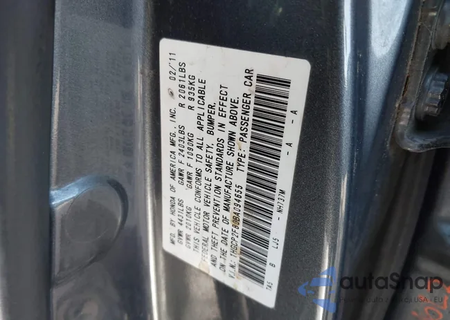 1HGCP2F80BA094655: 43623788