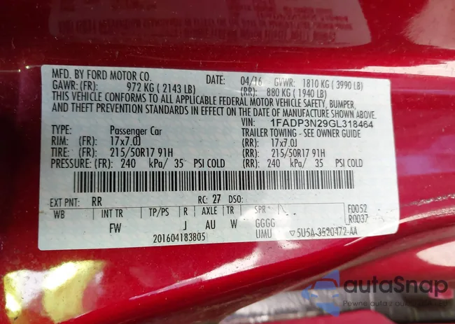 1FADP3N29GL318464: 43623140