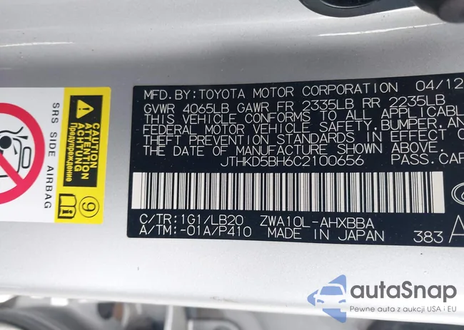 JTHKD5BH6C2100656: 43624311